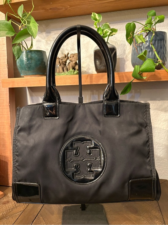 Tory Burch Handbags - Tory Burch Black Nylon Tote with Patent Trim and Logo